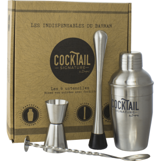 Coffret 4 ustensiles cocktails barman